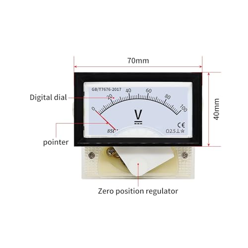 Tension DC AC mesurée par voltmètre analogique compact 38x68mm