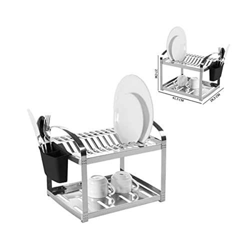 Escorredor Louça Inox dois Andares 12 Pratos Porta Talheres