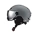 Aymzbd Snowboard Helmet Snow Sports Helmet with Jaw Pad Breathable Comfortable Skateboarding Helmet with Goggles Skateboard Helmet, L Dark Grey