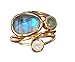 Finemall Unique 14K Gold Moonstone Aqua Blue Shell Ring Wedding Jewelry Gifts Size 6-10 (US 7)