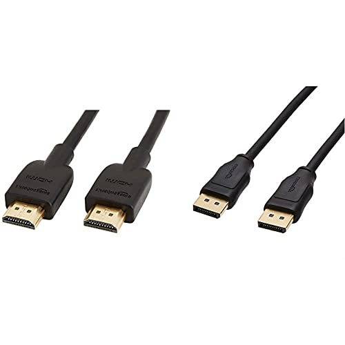 Amazon Basics DisplayPort to DisplayPort 1.2 Cable with 4K@60Hz, 2K@165Hz, 2K@144Hz Video Resolution - 6 Feet,10-Pack & High-Speed HDMI Cable (18 Gbps, 4K/60Hz) - 6 Feet, Pack of 24, Black