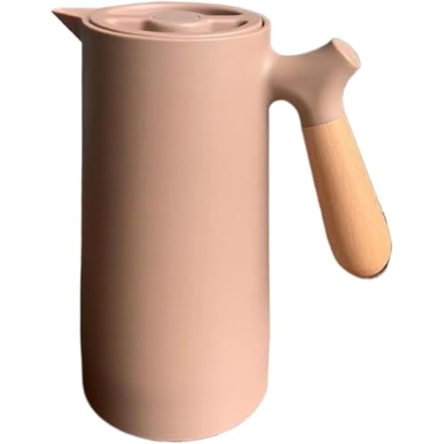 GrnArt 保温ポット卓上ポット 保温保冷 魔法瓶 保温? 1リットル テーブルポット 紅茶 ポット コーヒー ティー 麦茶 お茶 ポット 断熱ポット 大容量 おしゃれ ウッドハンドル 洗いやすい 広口 家庭用 (ブラウン)