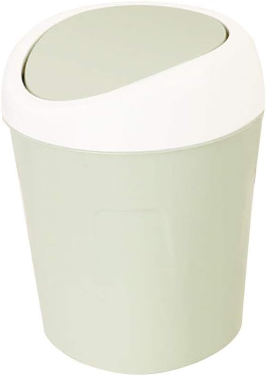 Cocina y sala de estar ordenadas con cubo de basura de escritorio