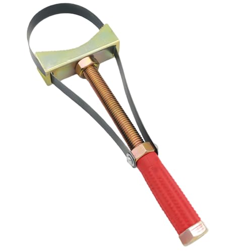 LZXQYMX Llave de filtro de aceite ajustable, herramienta de extracción de correa resistente para filtros grandes de 9 a 15 cm, se adapta a camiones, excavadoras, tractores, fácil agarre con tuerca de