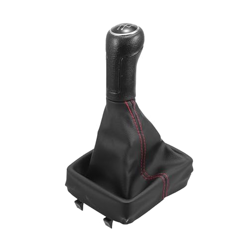 TUCKBOLD Pomo De Palanca De Cambios Manual De 5 Velocidades Con Cubierta Para Vw Polo 9 Pomo De Palanca De Cambios En Tono Negro Y Plateado De Plástico Imitación Cuero 1 Pc