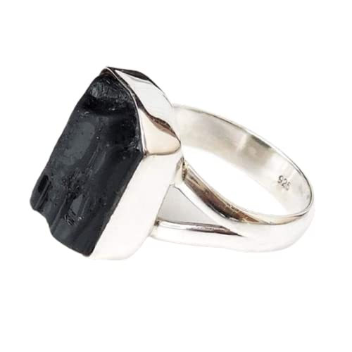 Black Tourmaline Ring, Natural Tourmaline Ring, 925 Sterling Silver Black Tourmaline Ring, Rough Black Tourmaline Ring, Handmade Ring, Statement Ring, Wedding Ring, Promise Ring, Nature Energy Stone