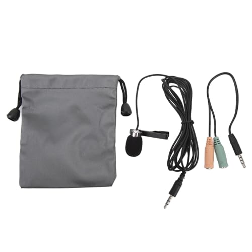 XZXCVN Lavalier Mikrofon mit 3,5mm Anschluss, Ansteckmikrofon mit Rauschunterdrückung, Omnidirektionales Clip On Mikrofon für Videoaufnahme - Plug and Play, Windgeräuschschutz,...