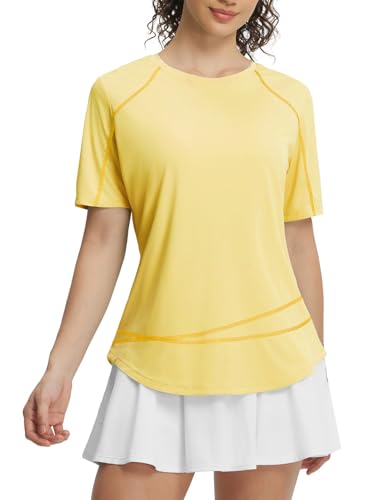 baleaf Women's UPF 50+ Short Sleeve Sun Shirt UV Protection Yellow XL