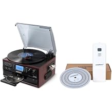 10 in 1 Bluetooth in/Out Record Player 3 Speed Vinyl Vintage Turntable and Tachometer Disc Strobe Light Profesional Speed Test Disk
