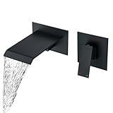 BAITUJIE Matte Black Wall Mounted Bath Taps, Waterfall Spout Brass Bath Filler Tap Wall Basin Tap