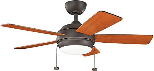 KICHLER 330171OZ Protruding Mount, 5 Walnut Blades Ceiling fan with 48 watts light, Old Bronze