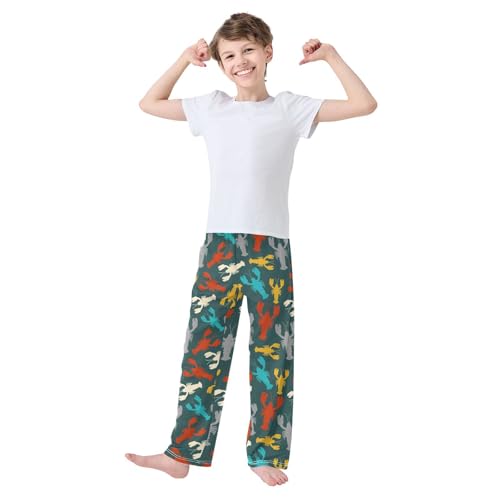 ZZXXB Colorful Lobster Boys Long Pants Soft Trousers Elastic Waist Kids Lounge Bottoms with Pockets S-XL2