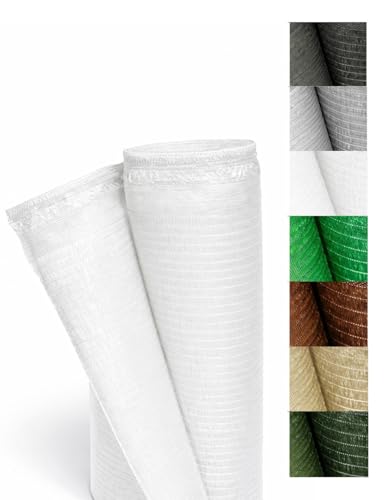 Jardin202 - Malla de Ocultación 110g/m² Premium | Sombreo y Privacidad para Jardín, Vallas, Patios y Terrazas | Protección UV | 2 x 10 Metros (Blanca)