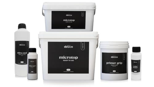 decco MicroTop Ready to Use KIT Microcemento 5M² Listo al Uso - Superficies no Absorbentes - Microcemento para Paredes y Suelos azulejos, Mármol, Terrazo (PARIS STONE)