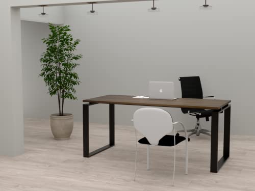 Mesa De Oficina Con Estructura De Marco Cerrado Negro, Para Teletrabajo, Despachos, Sala De Estudios Y Ordenadores. Con Gran Amplitud Para Dar Más Comodidad. Nogal, 180x80 Mesa De Oficina Con Estructura De Marco Cerrado Negro, Para Teletrabajo, Despachos, Sala De Estudios Y Ordenadores. Con Gran Amplitud Para Dar Más Comodidad. Nogal, 180x80