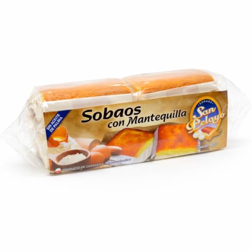 Sobaos con Mantequilla San Pelayo 4 Unidades 530g | Bizcocho Artesano Tradicional | Textura Esponjosa y Sabor Intenso | Ideal Desayunos y Meriendas