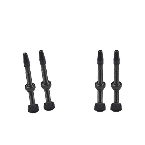 Homyl 4 peças de alumínio 60 mm Black Mountain Bike Presta haste de válvula sem câmara
