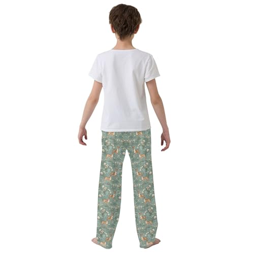 Woodland Deer Long Pajama Pants Elastic Waist PJ Bottoms with Pockets S A1119114