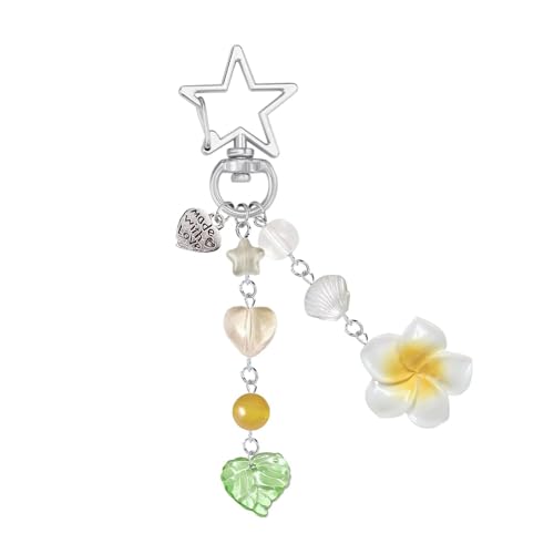 Elegant Acrylic Flower Keychain for Women Girls Lightweight Beaded Phone Charm Fashion Gift Handbag Ornament Lightweight Acrylic