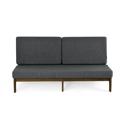 Image of Pia Ricoo 1-Piece Patio Furniture Set, Outdoor Wood Sofa with 4.5-Inch Thick Cushions, All-Weather Conversation Set for Backyard, Deck, Lawn - Drak