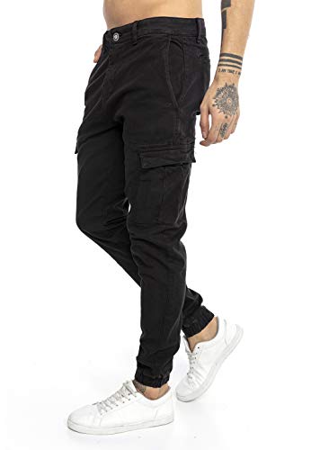 RED BRIDGE Pantalón Chandal para Hombre Vaqueros Jeans Joggers Cargo Look Negro W30 L32