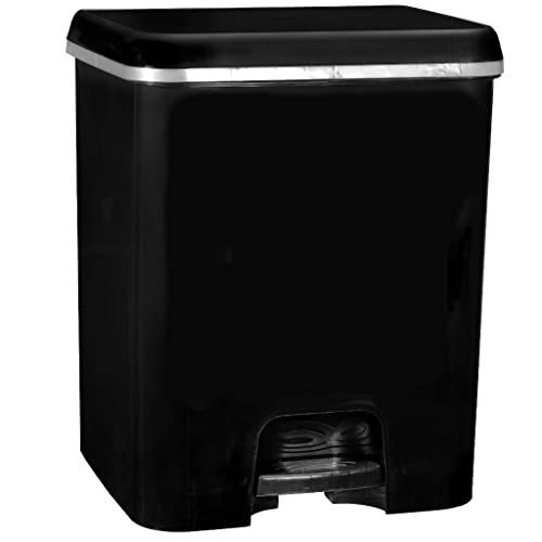 COM-FORT HOUSE | Cubo de Basura Pedal | Capacidad de 52 litros | Cubo Reciclaje con Separación | Color Class Negro | Cubo de Basura Cocina | Cubo DUO| Limpieza Fácil