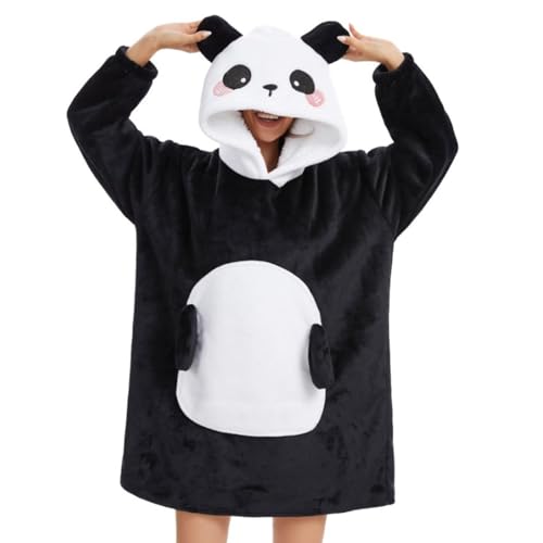 Blanket Hoodie Animal Sherpa Pullover Panda Wearable Blanket Unisex Adult Oversized Sweatshirt Oversized Women Men Teen