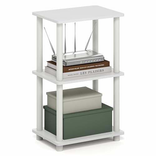 Furinno Turn-N-Tube Storage Shelves, 3-Tier Open Frame Book Shelf, Standing Corner Shelf, Toolless Assembly, Open Shelves, for Organization and Storage, Living Room, Garage, Home Office, White - image 1