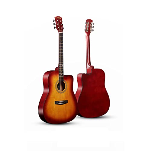 Acoustic Guitar Wooden Elementary Auspicious Folk Song acoustic guitar Beginner Musical Instrument (Sunset color)