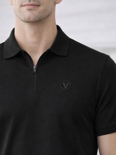 Image of Veirdo Men's Regular Fit Interlock Polo T-Shirt, Cotton Fabric, Half Sleeves,Stylish Collared Neck, Perfect for Casual and Office Wear, Soft, Comfortable (S-2XL)