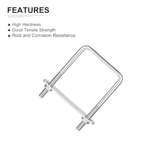 Image of DTGN M8x65x110mm(ThreadxWxL) Square U Bolt - 2Pack - Good for Trailer Pipe Replacement Parts - 304 Stainless Steel U Shape Bolts