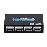 J-Wonlyus 1x4 HDMIスプリッター HDMI 分配器 1 入力 4 出力 オーディオビデオディストリビューターボックス 3D 4K x 2K HDTV、STB、DVD、PS3、プロジェクターなど対応