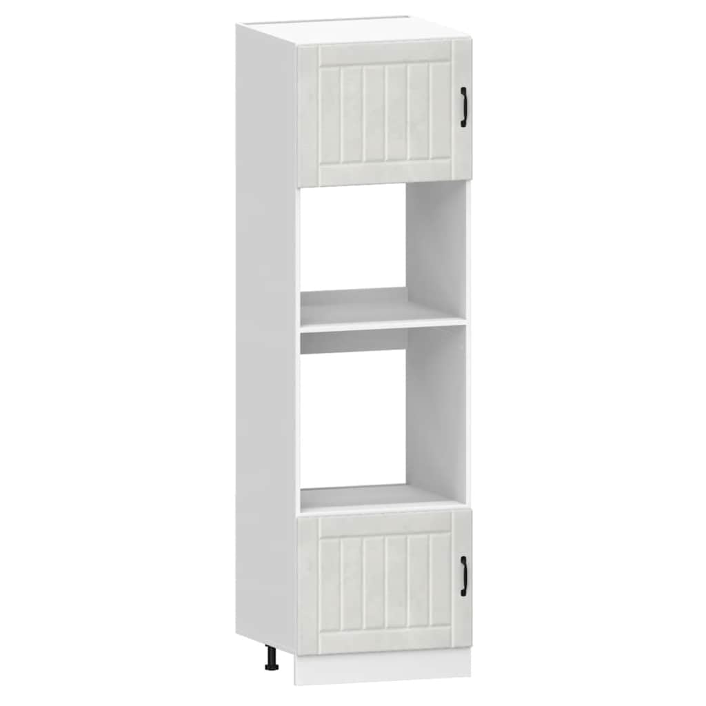 Mobili da cucina Lucca, set di 7 mobili da cucina moderni in legno grigio cemento, blocco da cucina con pensili e pensili per molto spazio in cucina