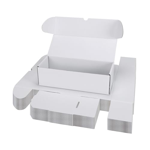 Serwrsw Bulk 300 Capacity Card Toploaders Storage Box, in Total 25 Pack All White Cardboard Shipping Boxes for 7500 Count 35pt 3x4 inch Toploaders or Toploaded Cards