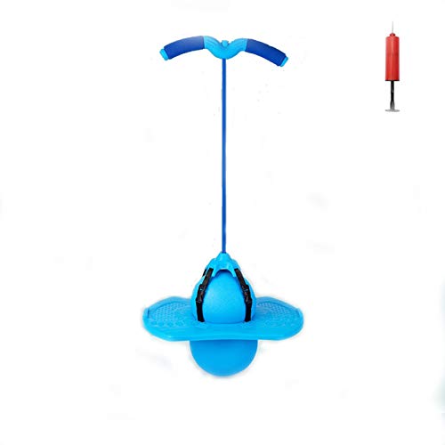 Christoy Pogo Jumper with Handle and Ball Pump, High Jump Toy Bounce Jump Trick Board Pogo Bouncing Ball Safe and Fun Pogo Stick for Kids Boys Girls and Adults (Blue)