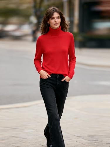 Image of Betusline Women's Turtleneck Sweater Soft Pullover Knit Sweater Tops for Women Fall Fashions