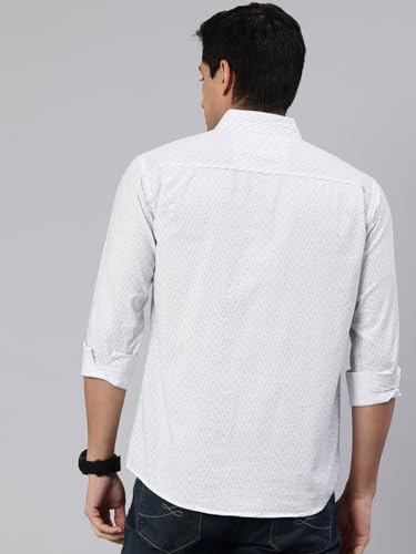 Image of Majestic Man Custom Geometric Printed Pure Cotton Slim Fit Casual Shirt