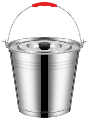 Zdaqian バケツ ステンレス鋼 ふた付き 座れるスチール 容器 釣りバケツビール樽 耐久性 大容量 氷桶 KTV バー ホテル レストラン 会場 冷たい飲み物店用 業務用 釣り 洗車 掃除用 家庭用 (桶口直径28cm,カバー付き)