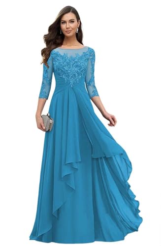 Loyeloy Women's Lace Mother of The Bride Dresses for Women 2025 Scoop Neck Chiffon Aline Formal Evening Gowns