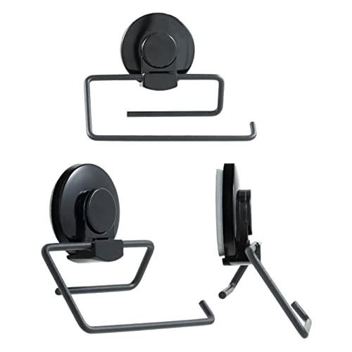 Porte Papier Toilette Noir sans perçage sans vis avec Ventouse, Support Papier Toilette Mural Noir, Porte Rouleau Toilette en Acier revêtu