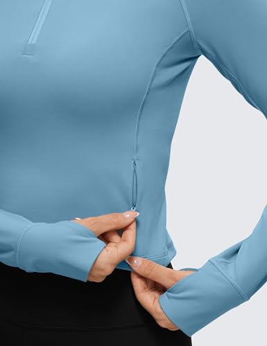 CRZ YOGA Camisa feminina Butterluxe de manga comprida para treino, pulôver com meio zíper, blusa atl