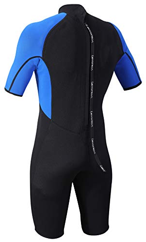 Lemorecn Wetsuits Adult's Premium Neoprene Diving Suit 3Mm Shorty Jumpsuit (3037Blue-M) #TOP2