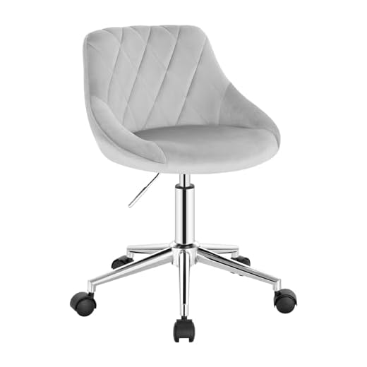 EUGAD 1x Bürohocker Rollhocker Arbeitshocker Kosmetikhocker Schreibtischstuhl Drehhocker Rollstuhl Bürostuhl Clubsessel höhenverstellbar Drehstuhl mit Rollen, Samt, Hellgrau 0032BGY
