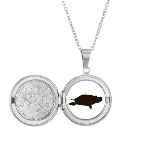 Collier avec médaillon tortue noire en acier inoxydable pour homme et femme