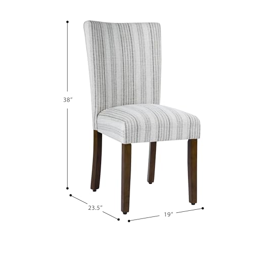 Image of HomePop Parsons Dining Chair - Gray Striped Pattern (Set of 2)