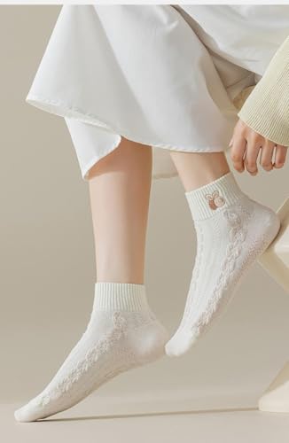 Womens Ankle Casual Socks Breathable Cable Knit Pattern Print Cute Socks 5/10 Pairs4