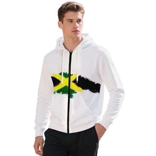 Jamaican Flag 2025 Full-Zip Hoodie Unisex Casual Long-Sleeve Sweatshirt