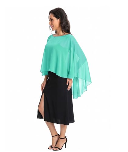 Image of Baoqiya Chiffon Capes Sheer Capelets Long Cape Poncho For Women Plus Size