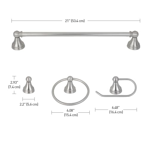 Globe Electric 50700 3-Light Vanity All-in-One Bathroom Set, 5 Piece Brushed Steel Finish, 70, Bulb Not Included