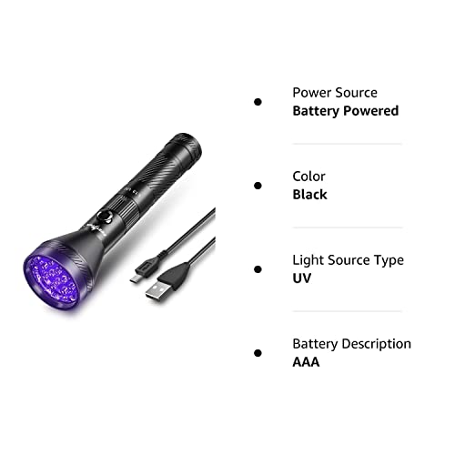 Peetpen Black Light Flashlight Usb Rechargeable 395Nm Uv Led Blacklight Ultraviolet Waterproof Flashlights Detector For Pets Dog Urine And Stains With Battery #TOP7